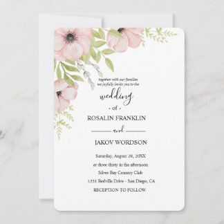 Convites watercolor floral rustic wedding 