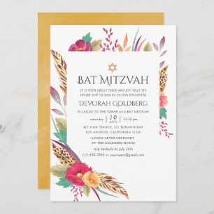 Convites Watercolor Floral Safari Bat Mitzvah
