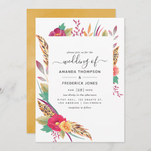 Convites Watercolor Floral Safari Wedding