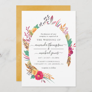 Convites Watercolor Floral Safari Wedding