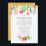 Convites Watercolor Floral Tropical Summer Bat Mitzvah<br><div class="desc">O convite de morcego tropical de verão mitzvah é personalizável para suas especificidades de evento.</div>