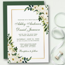 Watercolor Floral Verde Dourado Casamento GSG