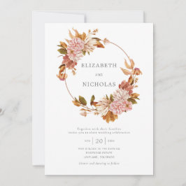 Convites Watercolor Floral Vintage Wreath Wedding Invitatio