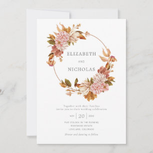 Convites Watercolor Floral Vintage Wreath Wedding Invitatio