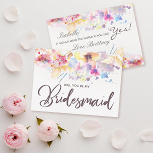Convites Watercolor Floral Você será minha Bridesmaid
