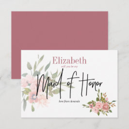 Convites Watercolor Floral Você Será Minha Madrinha de casa