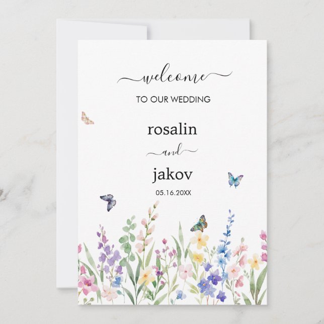 Convites watercolor floral wedding  (Frente)