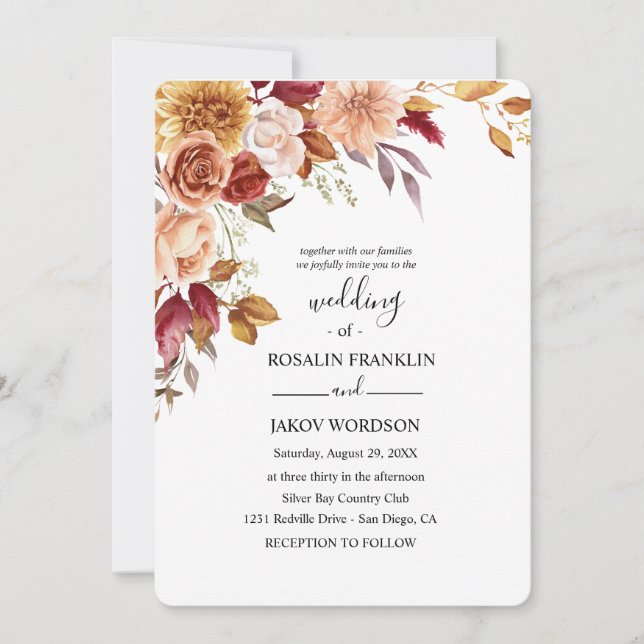 Convites watercolor floral wedding  (Frente)