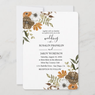 Convites watercolor floral wedding Invitation