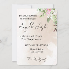 Convites Watercolor Floral Wedding Invitation