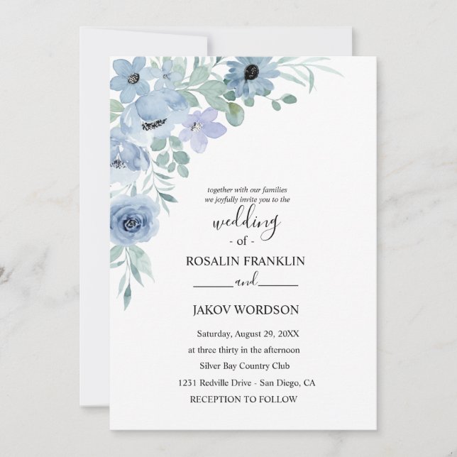 Convites watercolor floral wedding Invitation  (Frente)