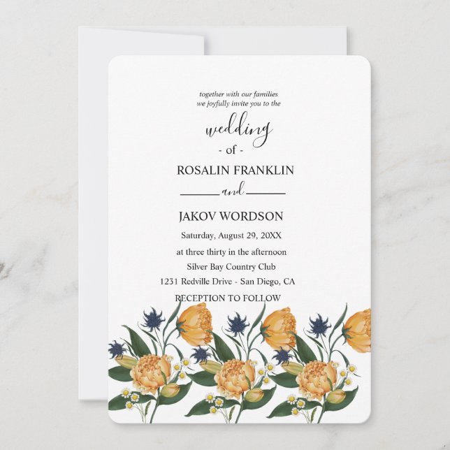 Convites watercolor floral wedding Invitation (Frente)