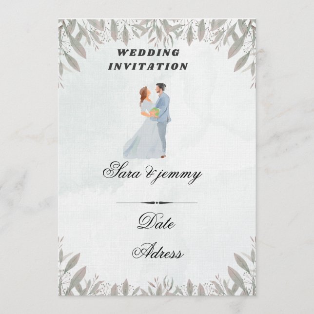 Convites Watercolor Floral Wedding Invitation (Frente)