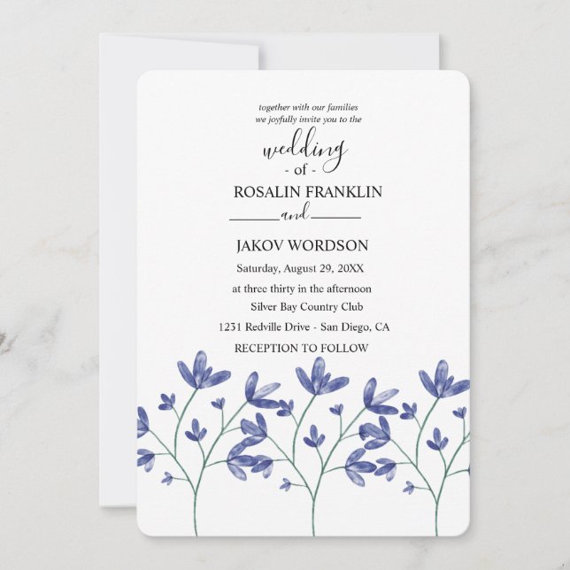 Convites watercolor floral wedding Invitation (Frente)
