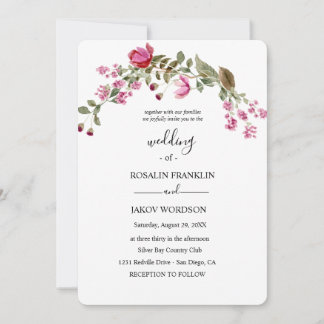 Convites watercolor floral wedding Invitation