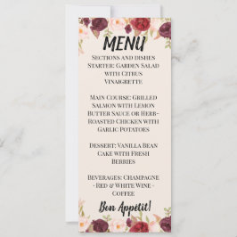 Convites Watercolor Floral Wedding Menu