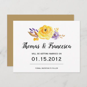 Convites Watercolor Floral Wedding Save the Date Card
