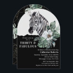 Convites Watercolor Floral Wild Zebra Trinta aniversário de<br><div class="desc">Watercolor Floral Wild Zebra Trinta aniversário de 30 anos nos Convites apresenta uma elegante zebra silvestre com aquarela com flores em branco e preto,  com suas informações de 30º aniversário de convite. Personalize editando o texto nas caixas de texto. Projetado para você pelo Evco Studio www.zazzle.com/store/evcostudio</div>