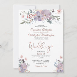 Convites Watercolor Floral Wildflower Casamento Lilac