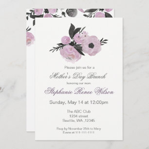 Convites Watercolor Florals Dia de as mães Brunch Tea Party