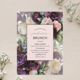 Convites Watercolor Flores rosa púrpura, azul-Elegante, gra