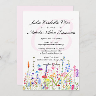 Convites Watercolor Flores Selvagens Monograma Casamento de