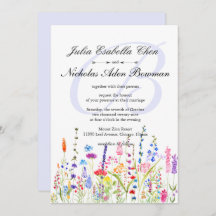 Watercolor Flores Selvagens Monograma Casamento de