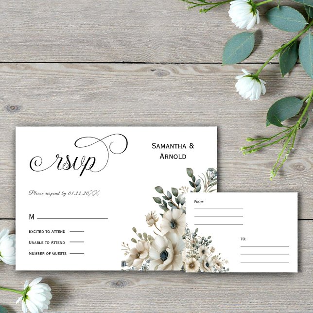 Convites Watercolor Flowers Wedding RSVP (Criador carregado)