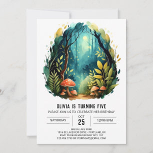 Convites Watercolor Forest Kids Woodland Birday