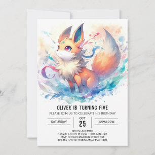 Convites Watercolor Fox Birthday