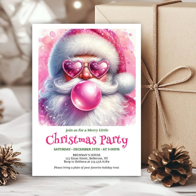 Convites Watercolor Funny Santa Sunglasses Christmas Invite (Watercolor Funny Santa Sunglasses Christmas Invitation

)