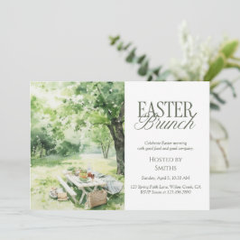 Convites Watercolor Garden Picnic Easter Brunch Elegant 