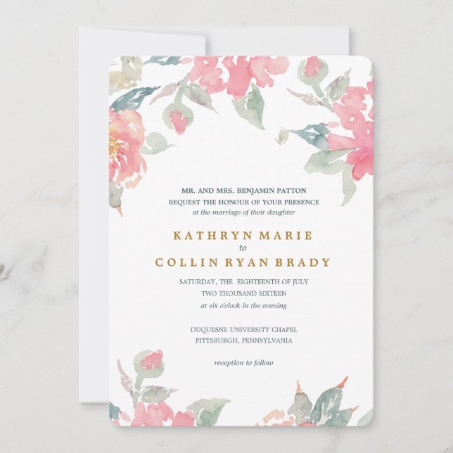 CONVITES WATERCOLOR GARDEN WEDDING (Frente)