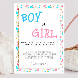 Convites Watercolor Gender Reveparty Boy or Girl Invitat