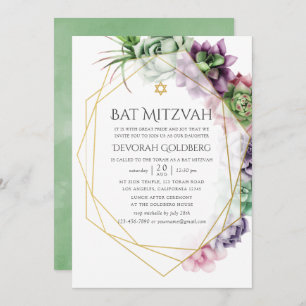Convites Watercolor Geométrico Bat Mitzvah