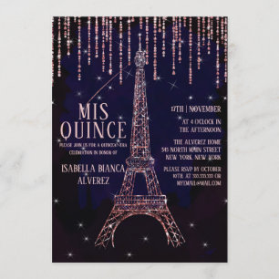 Convites Watercolor Glitter Paris Eiffel Tower Quinceañera