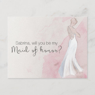 Convites Watercolor Gown "Você será minha madrinha de casam