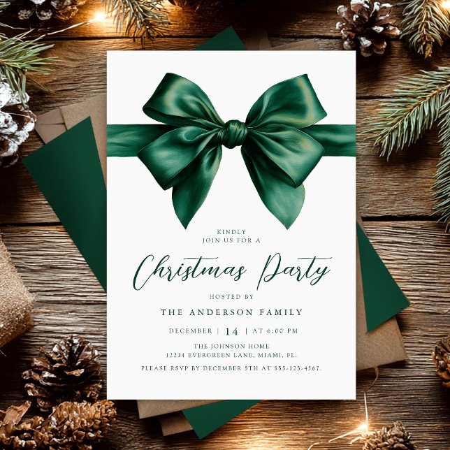 Convites Watercolor Green Christmas Party (Criador carregado)