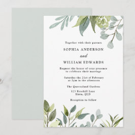 Convites Watercolor Green deixa casamento moderno