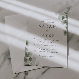Convites Watercolor Green Leaf Elegance Wedding