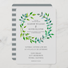 Convites Watercolor Green Leaf Wreath | Casamento