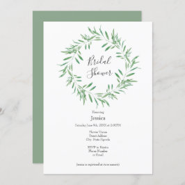 Convites Watercolor Green Olive Wreath