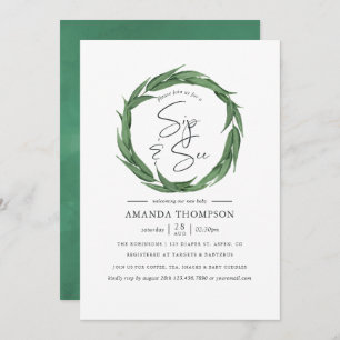 Convites Watercolor Greenery Baby Sip and See