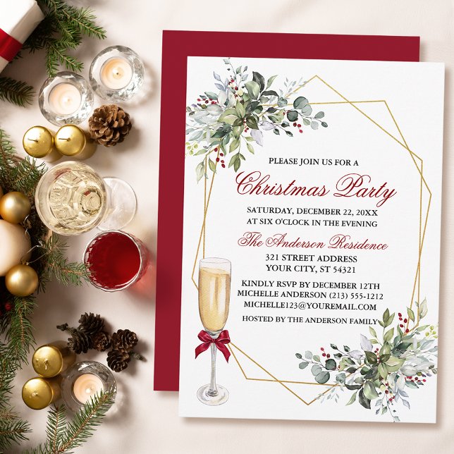 Convites Watercolor Greenery Berries - Vidro da Festa de Na (Customize to change text color, size, style or to change color of back of card.)