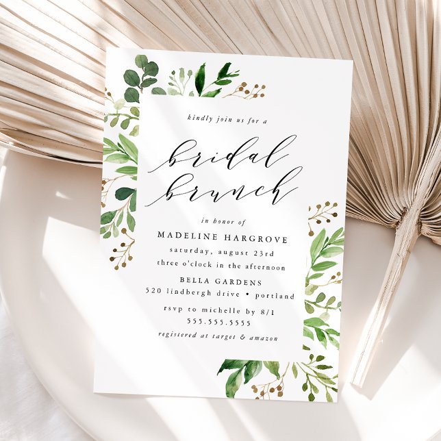 Convites Watercolor Greenery Bridal Brunch (Criador carregado)