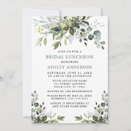 Convites Watercolor Greenery Bridal Luncheon Sage Green