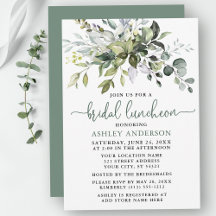 Watercolor Greenery Bridal Luncheon Sage Green
