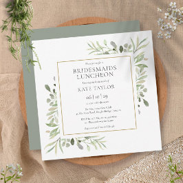 Convites Watercolor Greenery Bridesmaids Luncheon Square