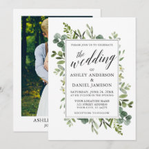 Watercolor Greenery Calliografia Foto de Casamento