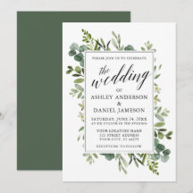 Watercolor Greenery Calliografia Sage Wedding